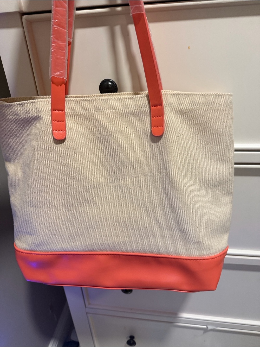 Bloomingdale’s Canvas Tote Bag with Coral Accents - Women Bags - Picture 2 of 3
